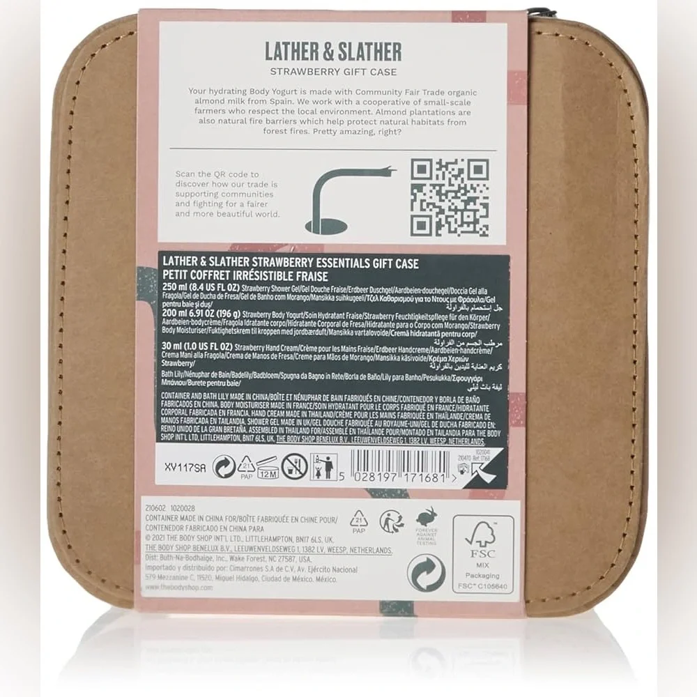 THE BODY SHOP LATHER & SLATHER STRAWBERRY GIFT CASE (NEW WITH TAGS)